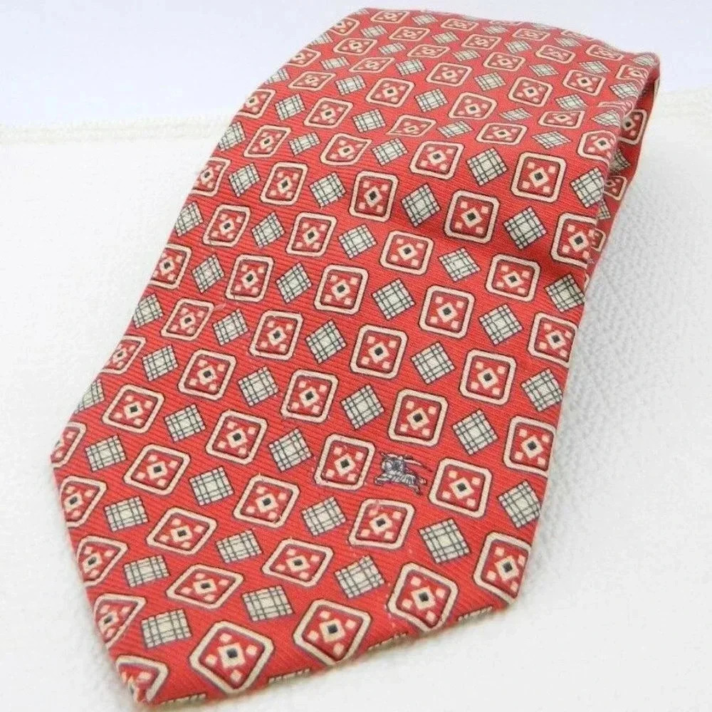 Burberrys of London Red Yellow Square Pattern Tie